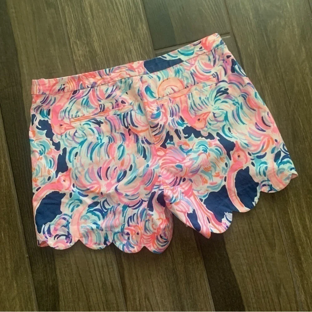 Lilly Pulitzer Magnolia Scallop Hem Shorts Pelican Pink Head in the Sand Sz 0